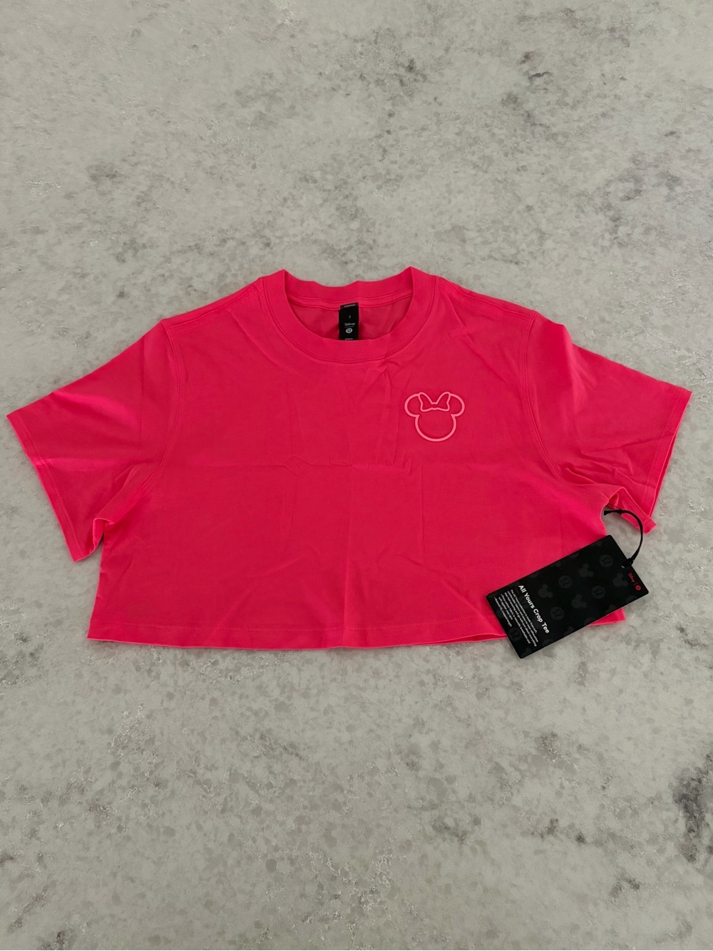 Disney x Lululemon Minnie Mouse Crop Tee in Lip Gloss Pink - Size 2 NWT Rare